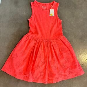 Boden Neon Orange cotton casual dress girls size 9 10 NEW